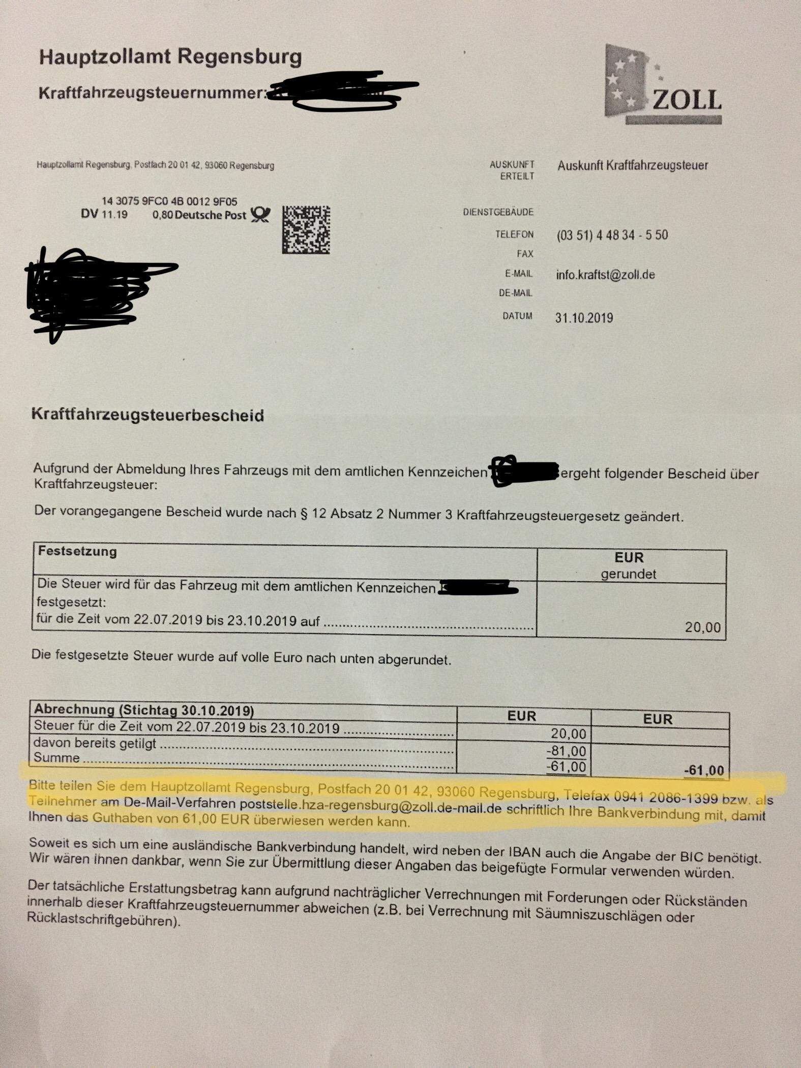 Bundeskasse Kiel Kfz Steuer Kontoanderung - dReferenz Blog