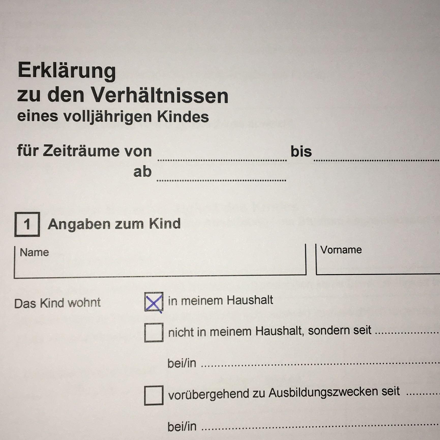 Kindergeld Formular frage? (Geld, Kasse, Familienkasse)