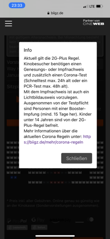 Kino Biigz COVID regeln?