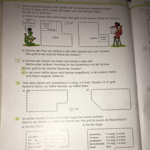 Aufgabe 1 und 3 - (Mathematik, Pläne, Flächen)