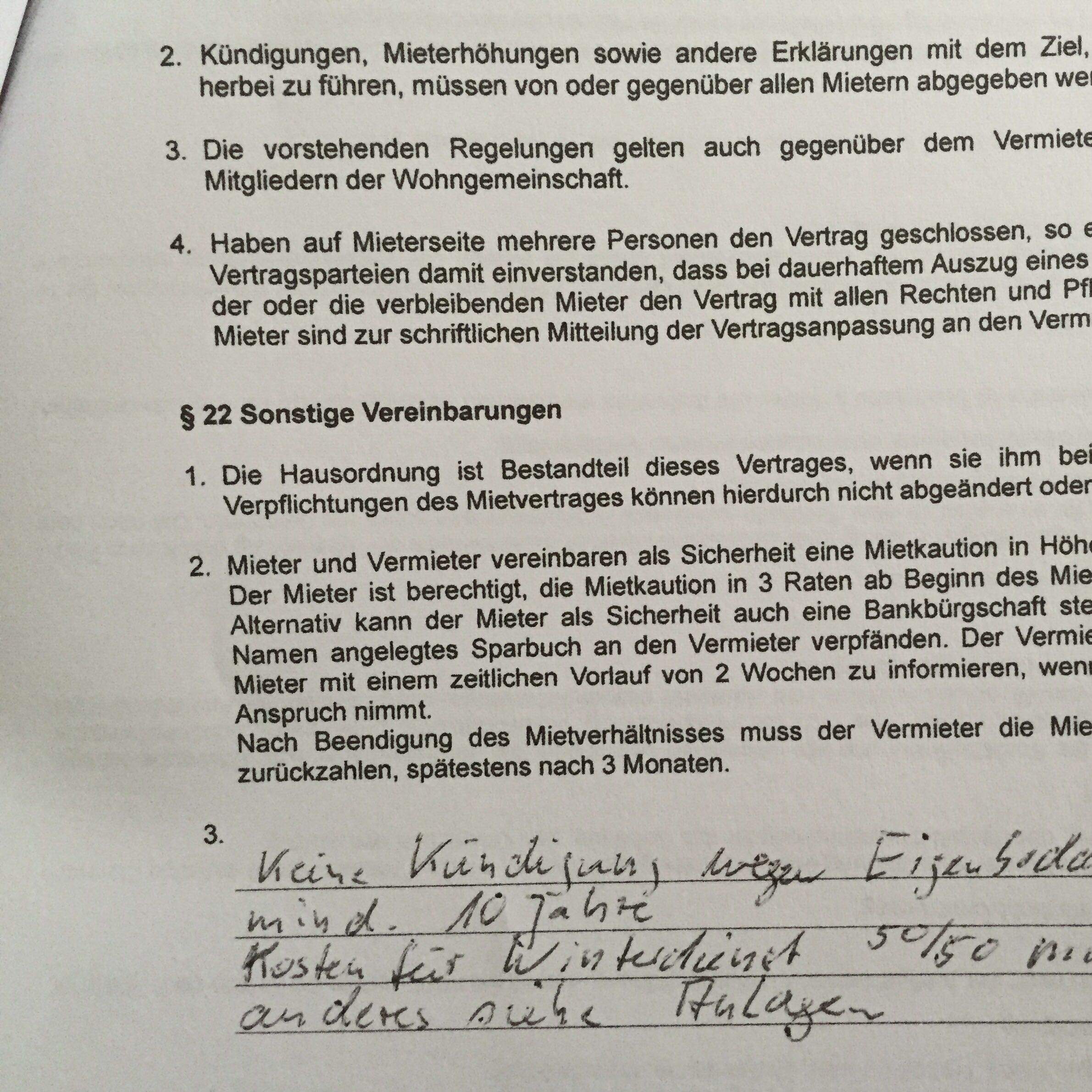 Klausel trotzdem kündigen möglich? (Kündigung, Vertrag, Mietrecht)