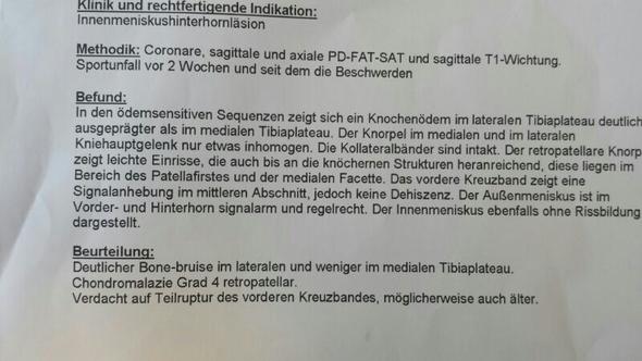 Diagnose Befund MRT - (Knie, Orthopädie)