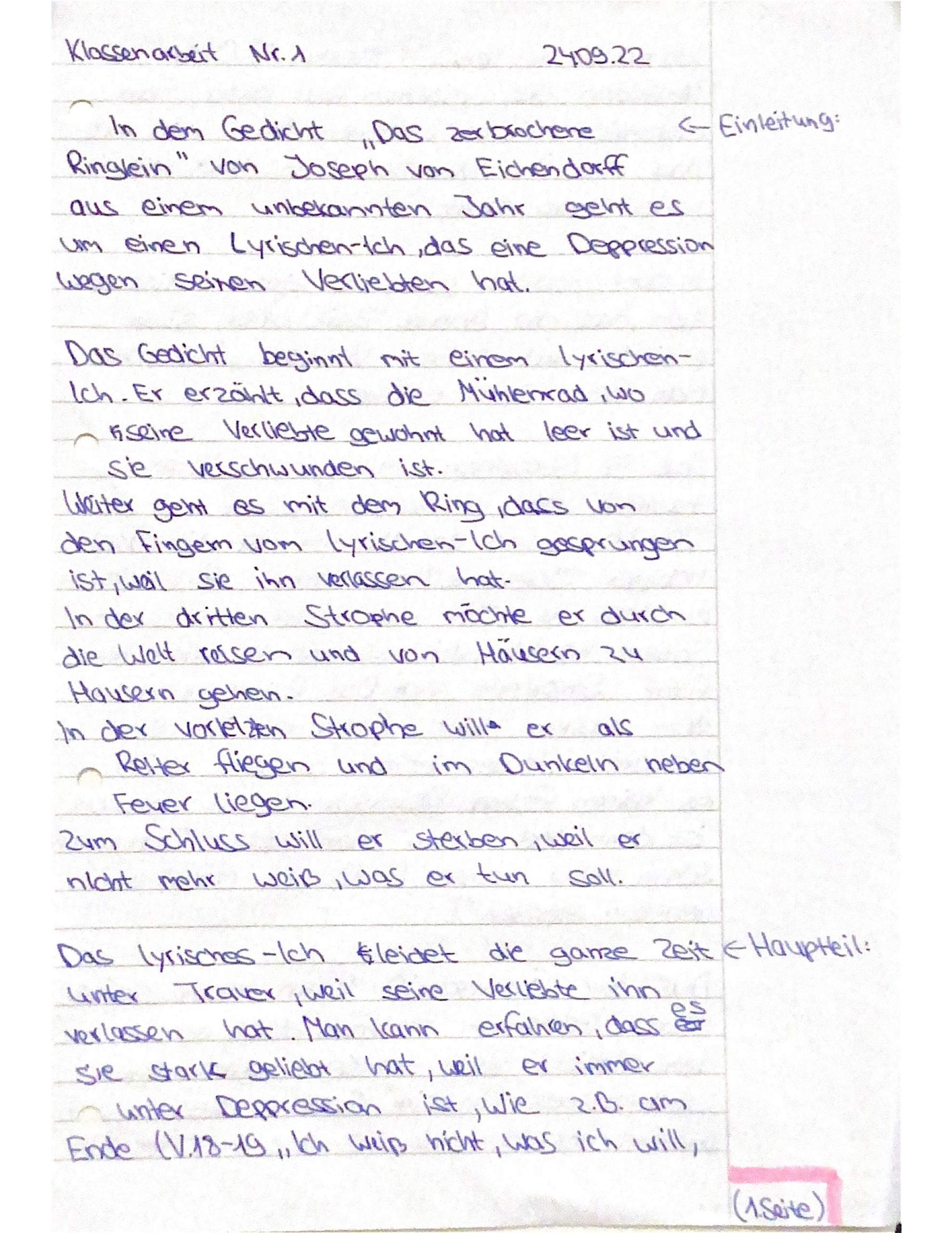 Inhaltsangabe Von Einem Gedicht Könnt ihr meine Inhaltsangabe zum Liebeslyrik korriegieren? (Schule