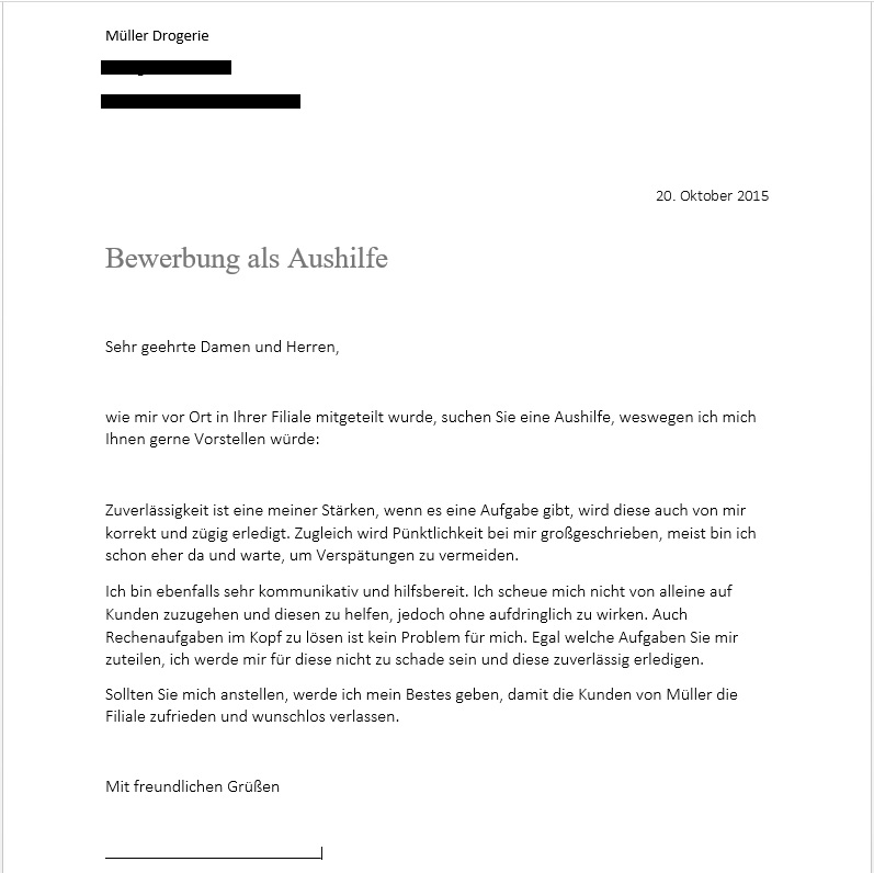 Konnte Einer Von Euch Freundlichen Gflern Ein Feedback Zu Meiner Bewerbung Abgeben Drogerie Aushilfe