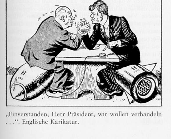 Könnte eventuell jemand diese Karikatur zu dem Kalten Krieg beschreiben/interpretieren?