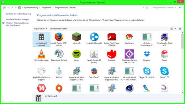 Das Programm in der systemsteuerung - (Webseite, Virus, Mozilla Firefox)