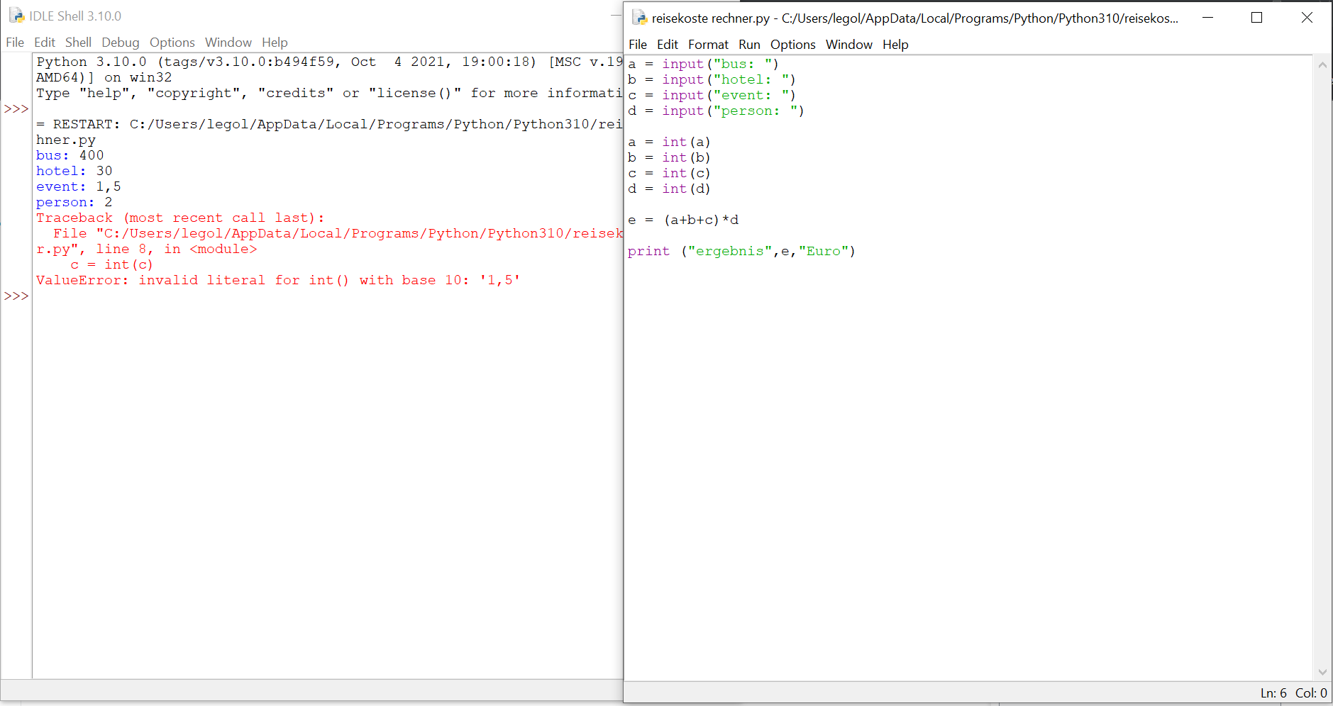 Komma zahlen in eva Prinzip code (Python)? (programmieren)