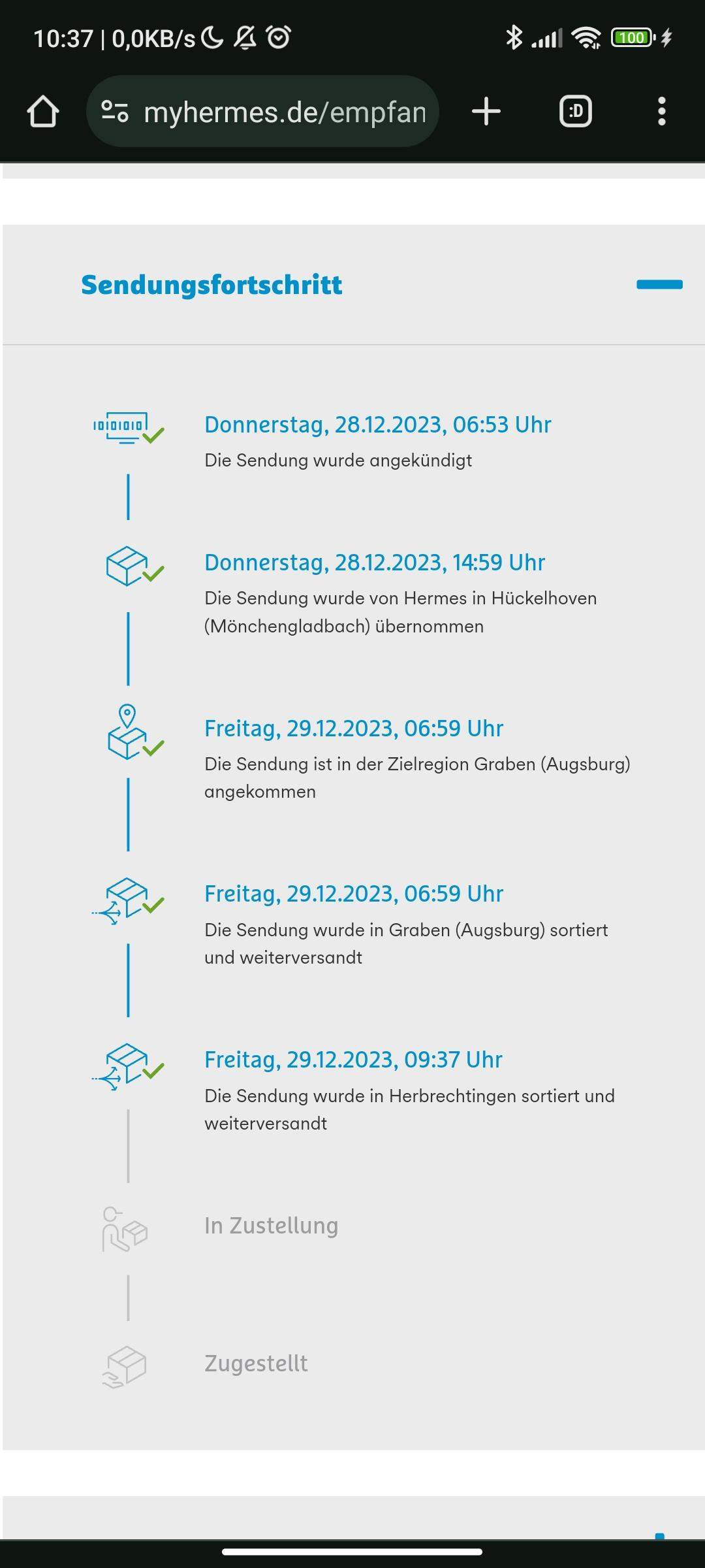 Kommt Hermes heute noch wenn noch nicht in Zustellung? (Post, Versand, Bestellung)