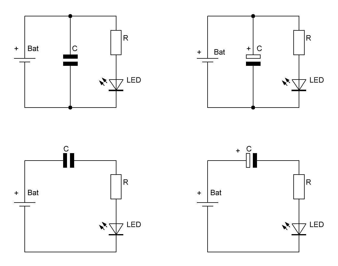 Kondensator in Reihe und parallel? (LED)