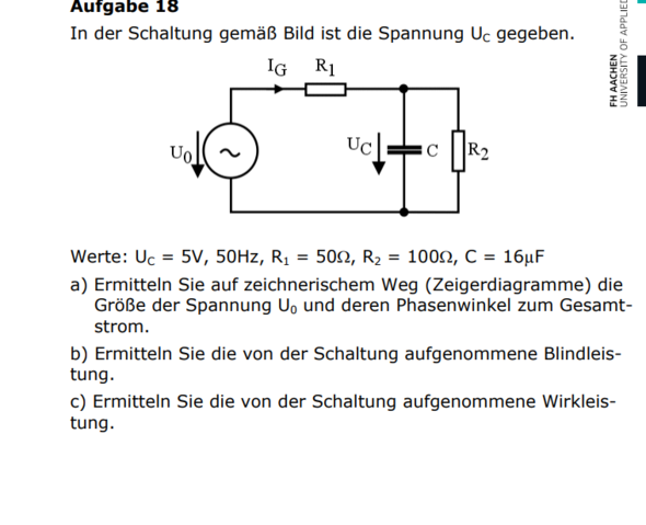 Kondensator RC schaltung PHI berechnen? (Schule, Technik ...