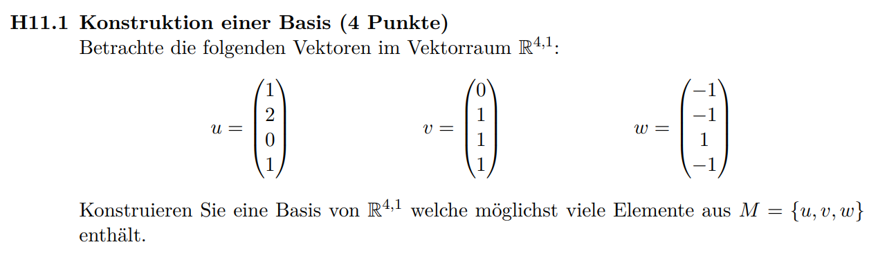 Konstruieren einer Basis in R^4? (Mathematik, Vektorräume)