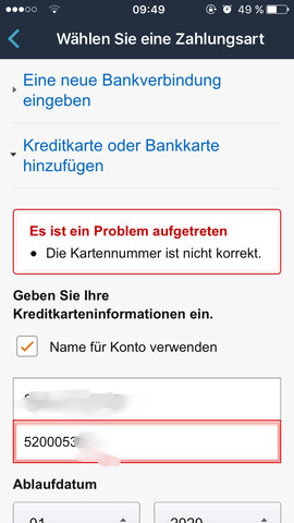 Amazon Kontonummer nicht korrekt  - (Amazon, Kontonummer)