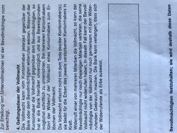 Kontovollmacht Bitte Hilfe Recht Wirtschaft Und Finanzen Vollmacht
