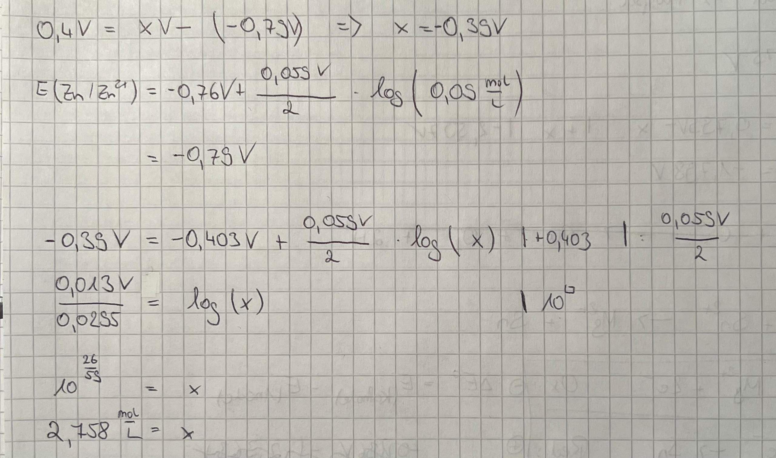 Berechnung Der Konzentration Einer Lösung Konzentration berechnen Elektrochemie? (Chemie)