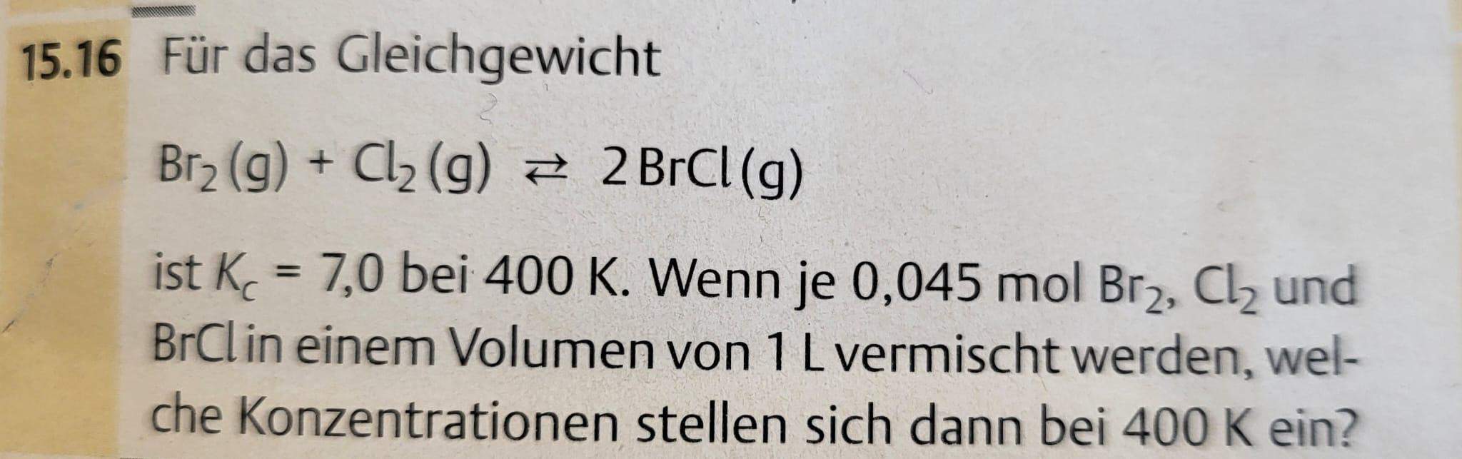 Konzentrationen im chemischen Gleichgewicht anhand von