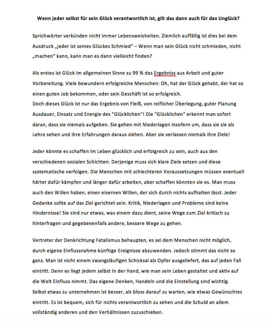 Korrektur Und Meinung Zu Dieser Erorterung