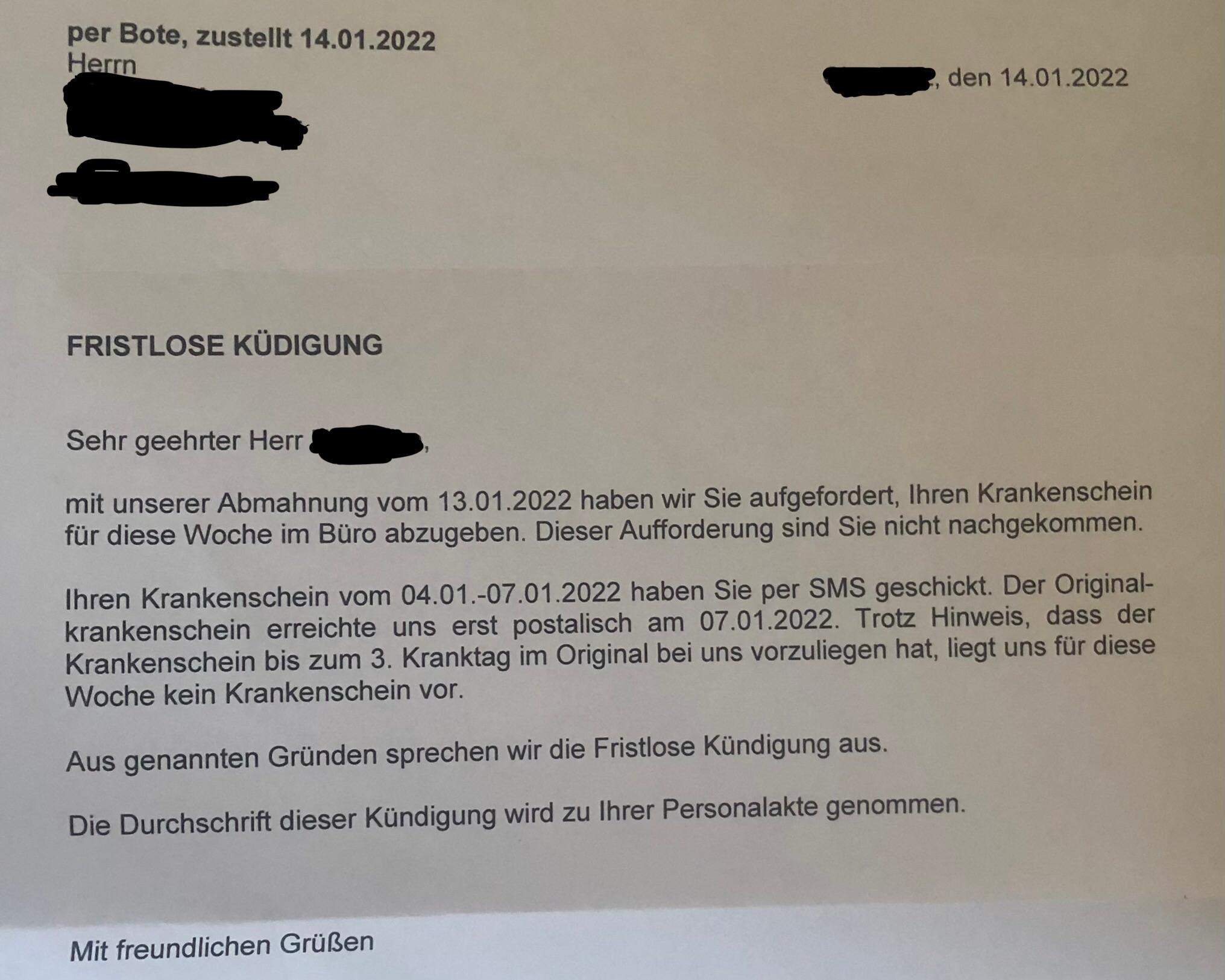 Fristlose Kündigung In Der Probezeit Wegen Krankheit www.finanzfrage.net