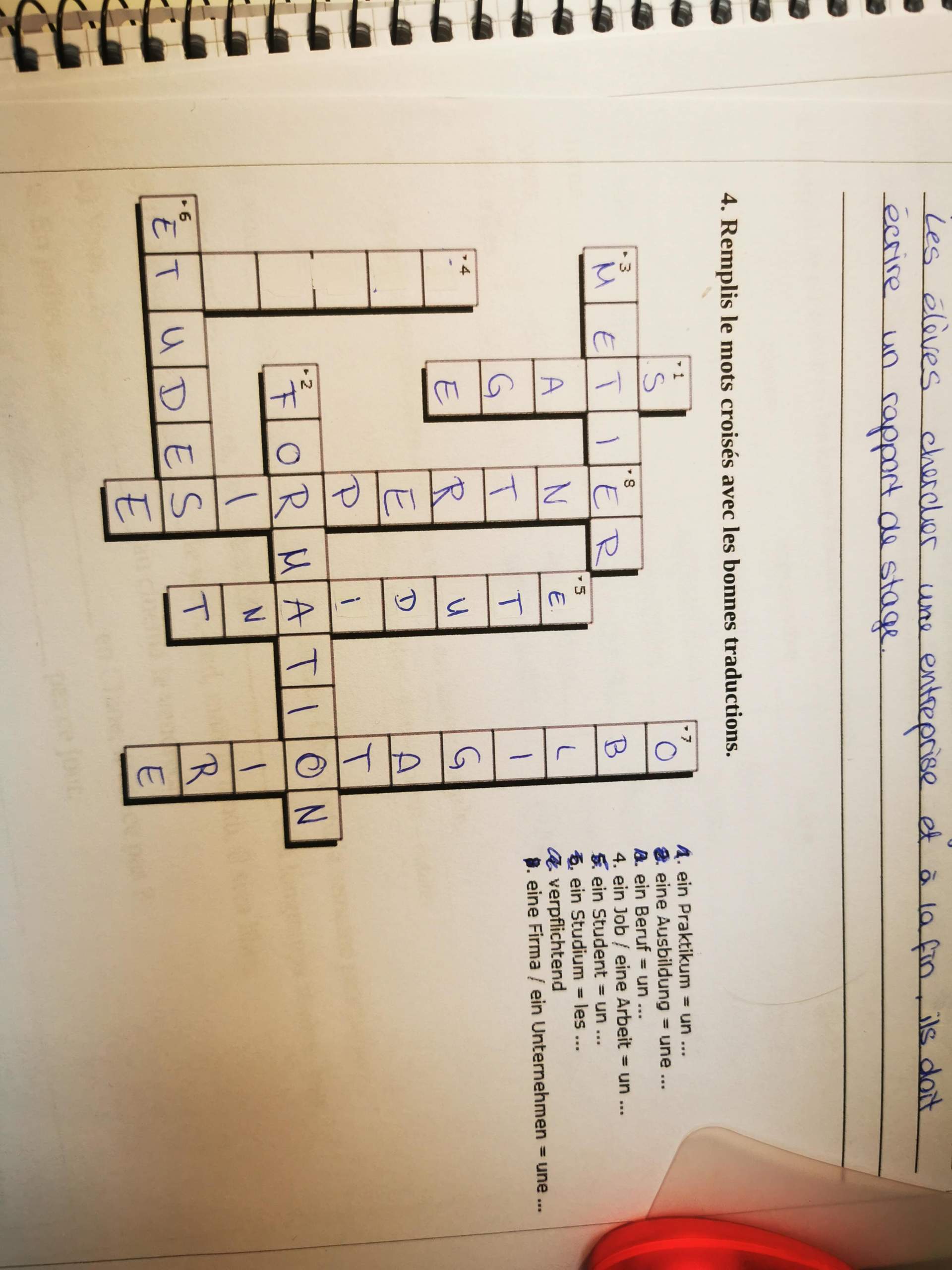 Kreuzworträtsel Französisch? (Schule, Sprache, Fremdsprache)