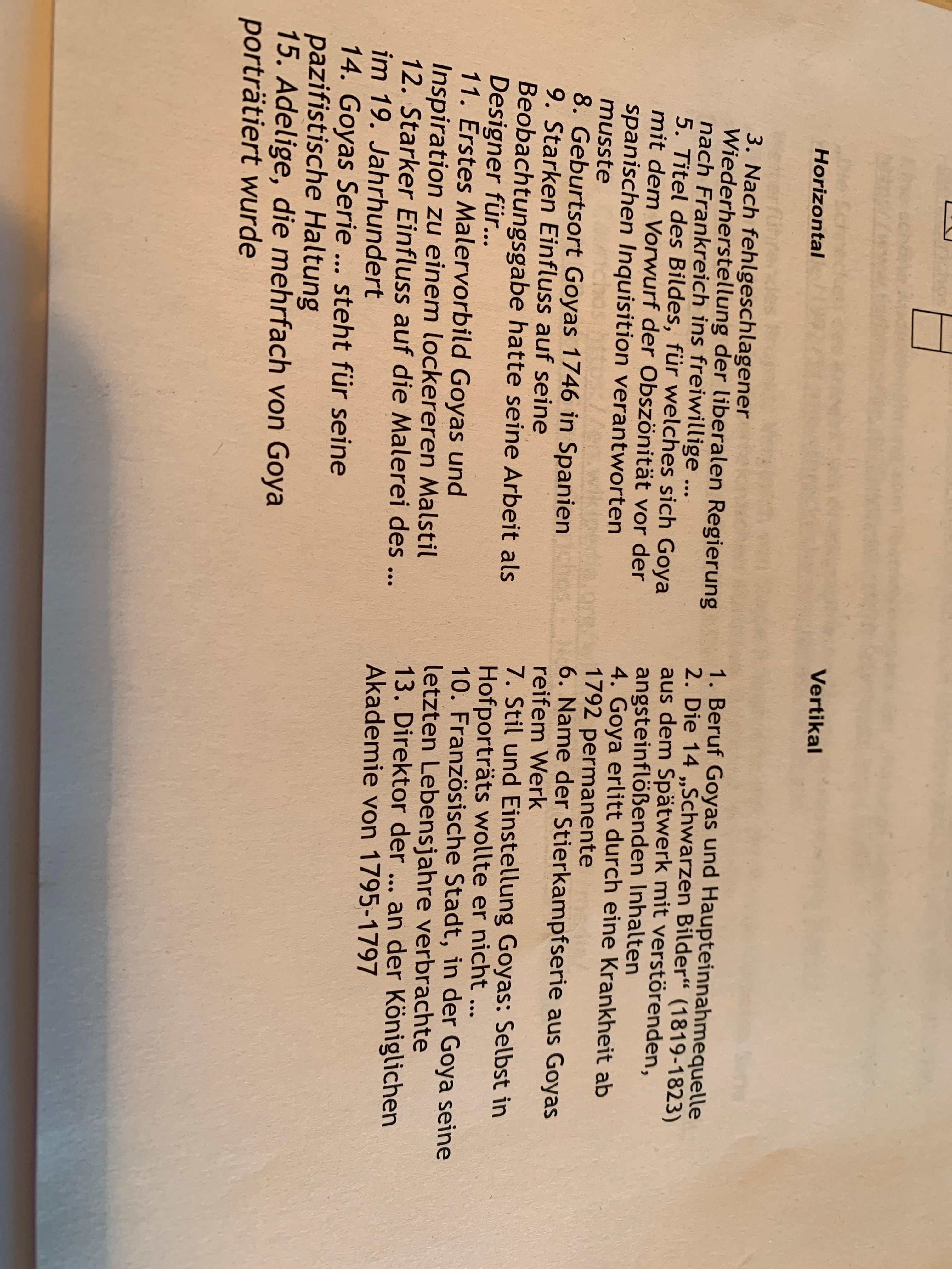 kreuzwortratsel goya computer schule kunst