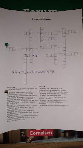 Kreuzwortratsel Industrialisierung Geschichte Schule Hausaufgaben Verzweiflung