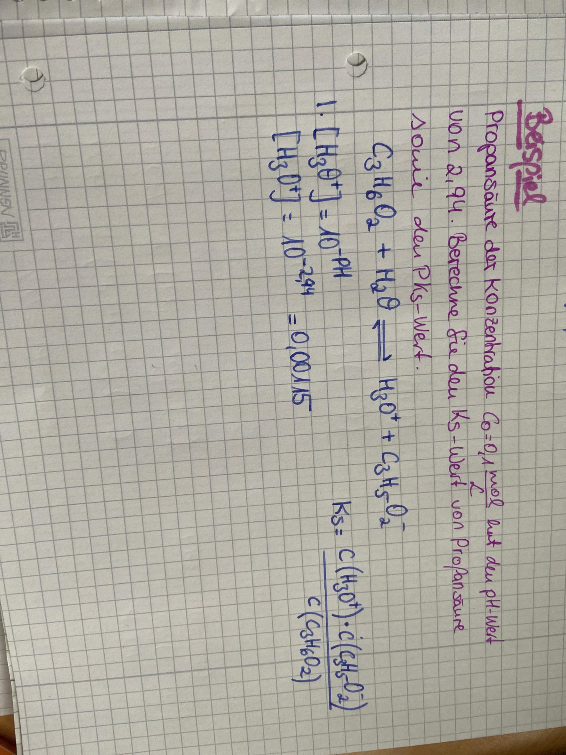 KS berechnen? (Reaktionsgleichung, Säure, Base)
