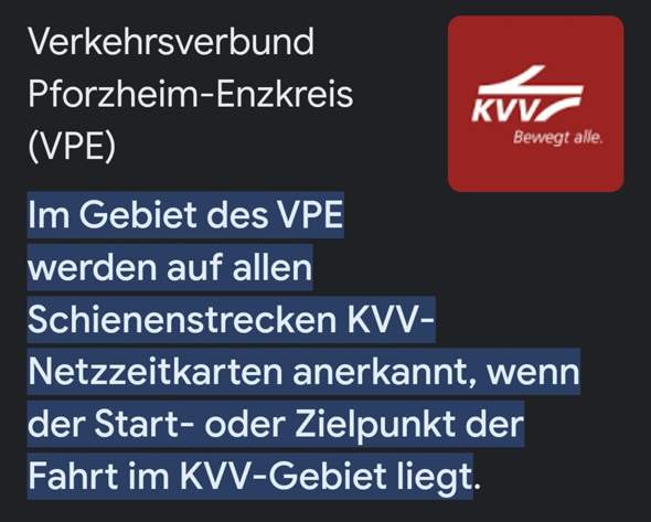 schoolcard KVV nach Pforzheim "fahren"?