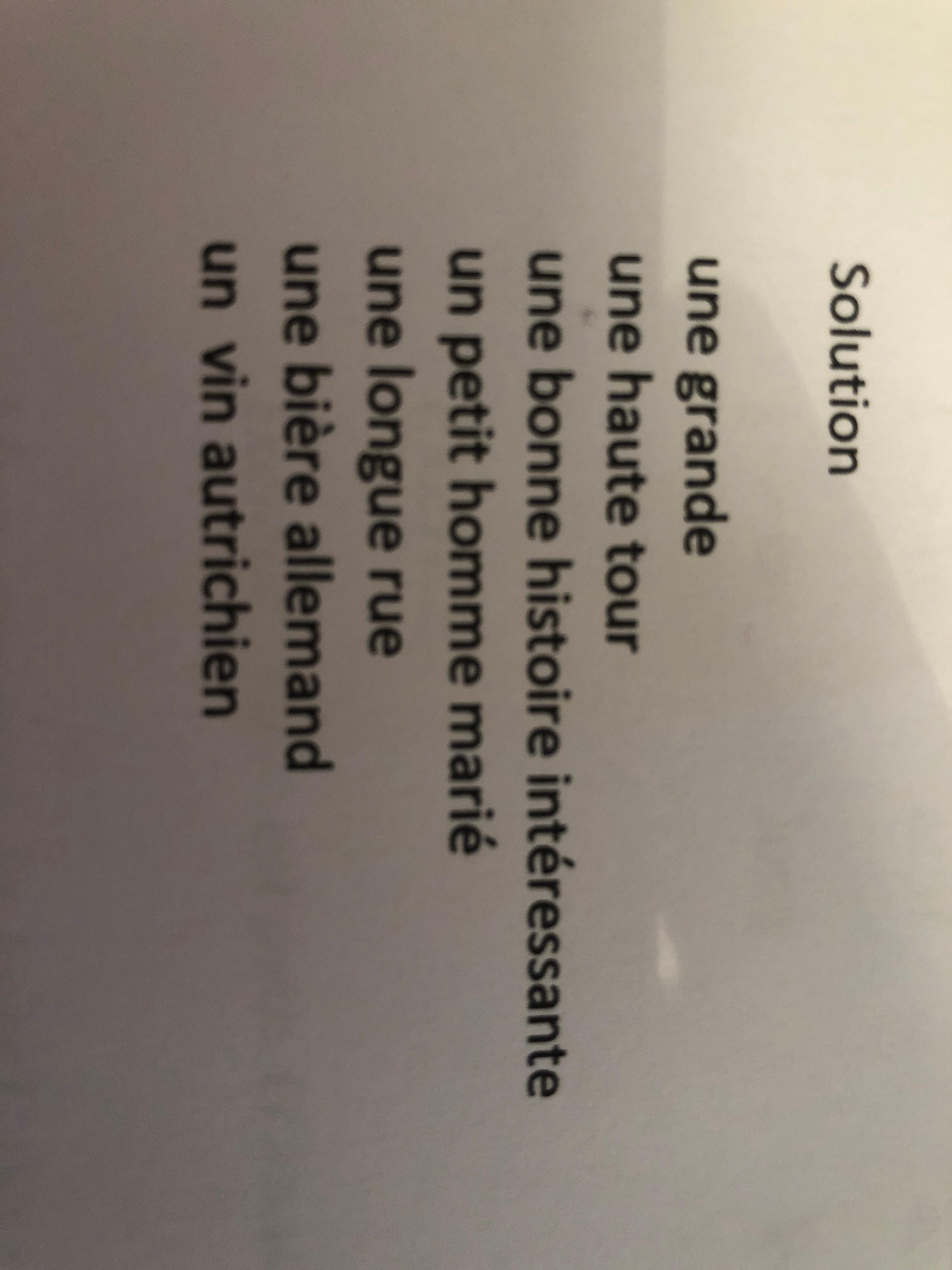 L Adjectif Franzosisch Sprache Adjektive