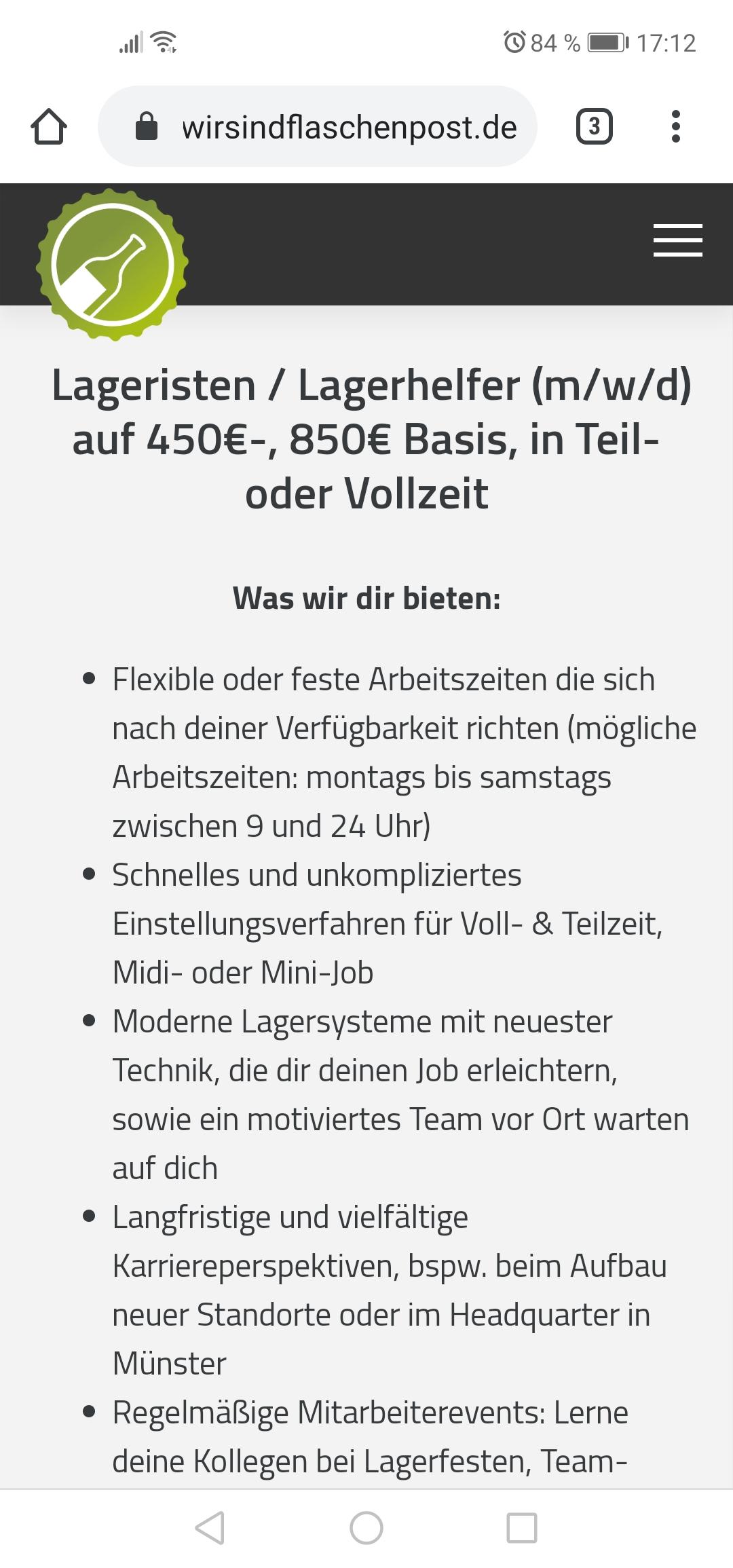 Lagerist Minijob als Schüler?