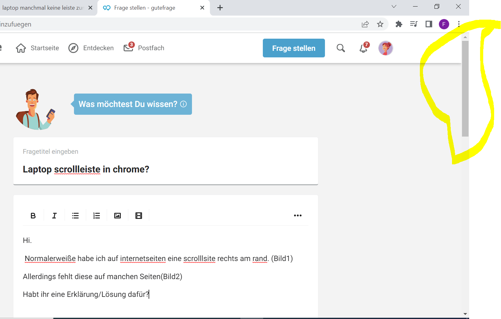 Laptop scrollleiste in chrome? (Google Chrome, Scrollbar)