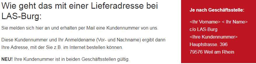 Las Burg Post mit der Adresse in Amazon verbinden.? (Internet ...