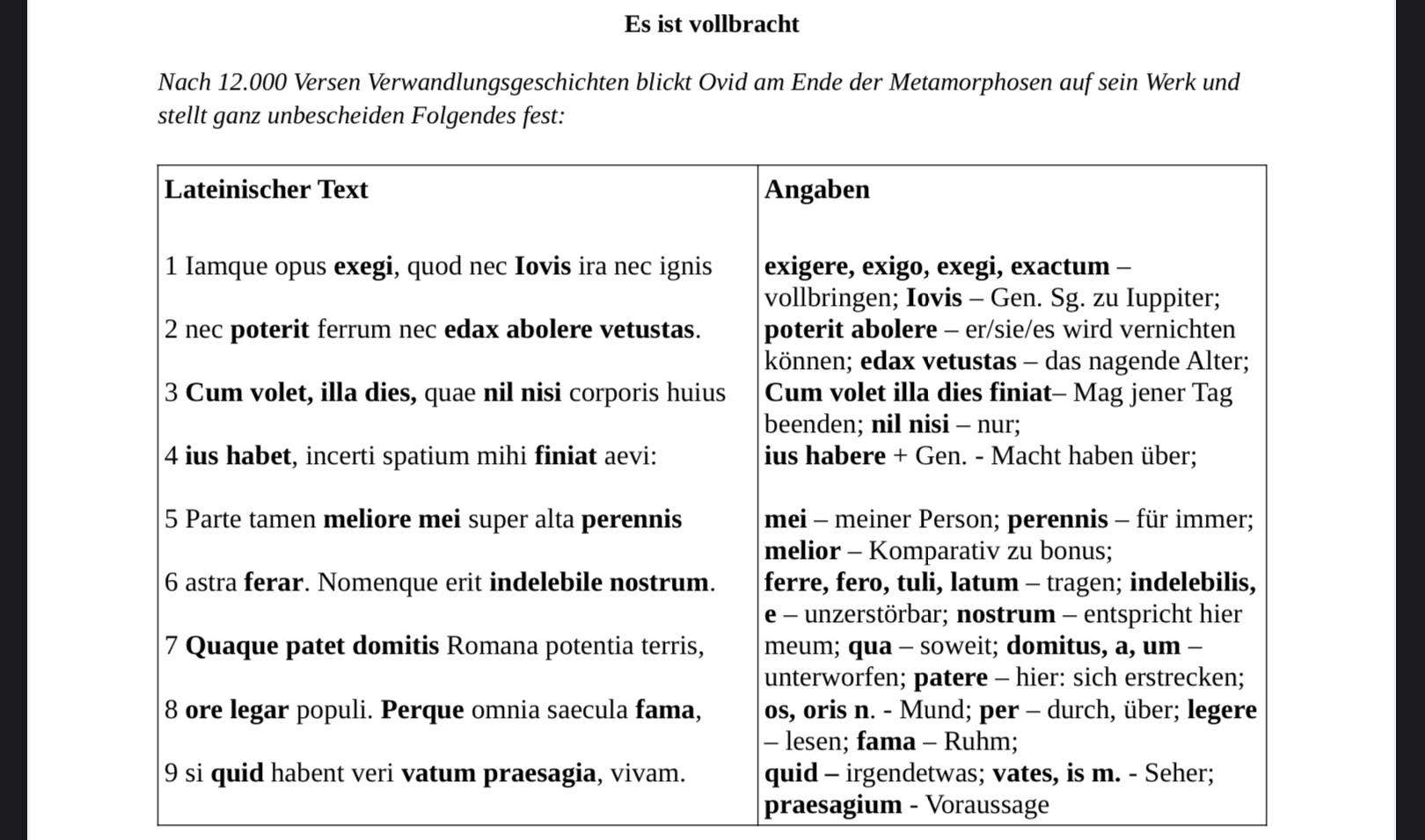 Latein Ovid bersetzung Schule Sprache bersetzung