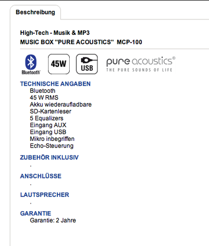 pure acoustics - (Musik, Lautsprecher, Bluetooth)