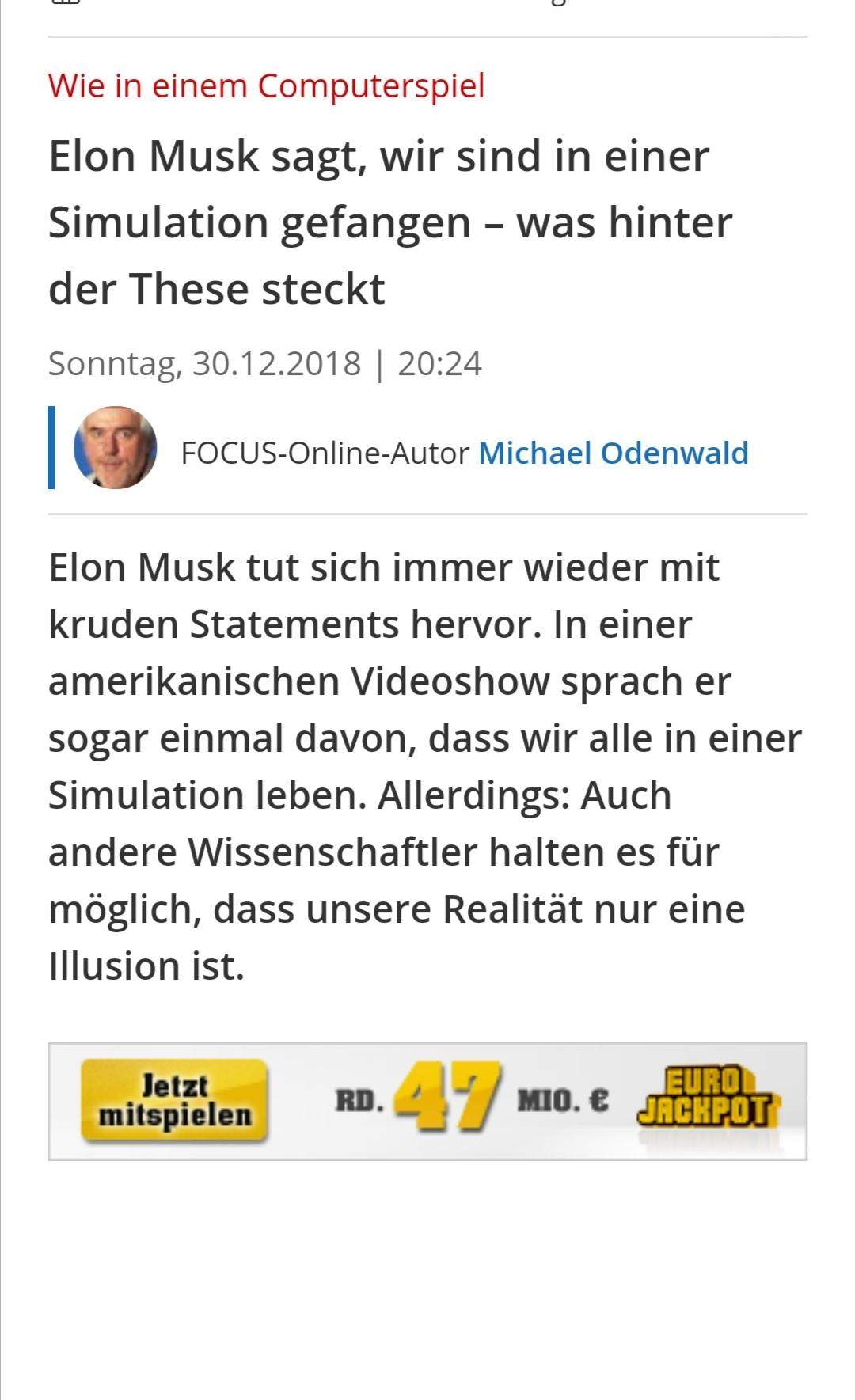 Leben Wir In Einer Simulation