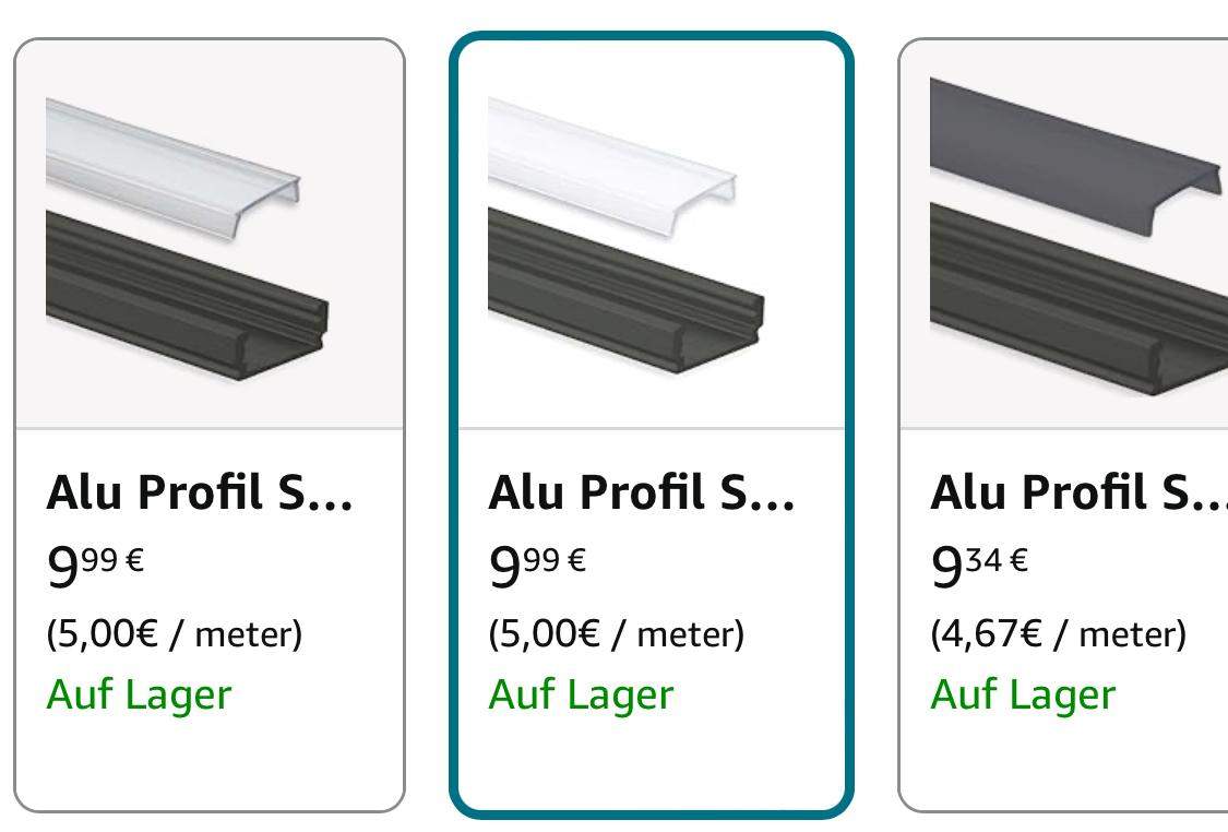 20x LED Aluminiumprofil V-Form Schwarz, 1m Mit Milchiger Abdeckung – Für LED-Streifen Bis 12 Mm