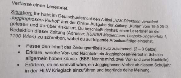 Leserbrief Schule Deutsch