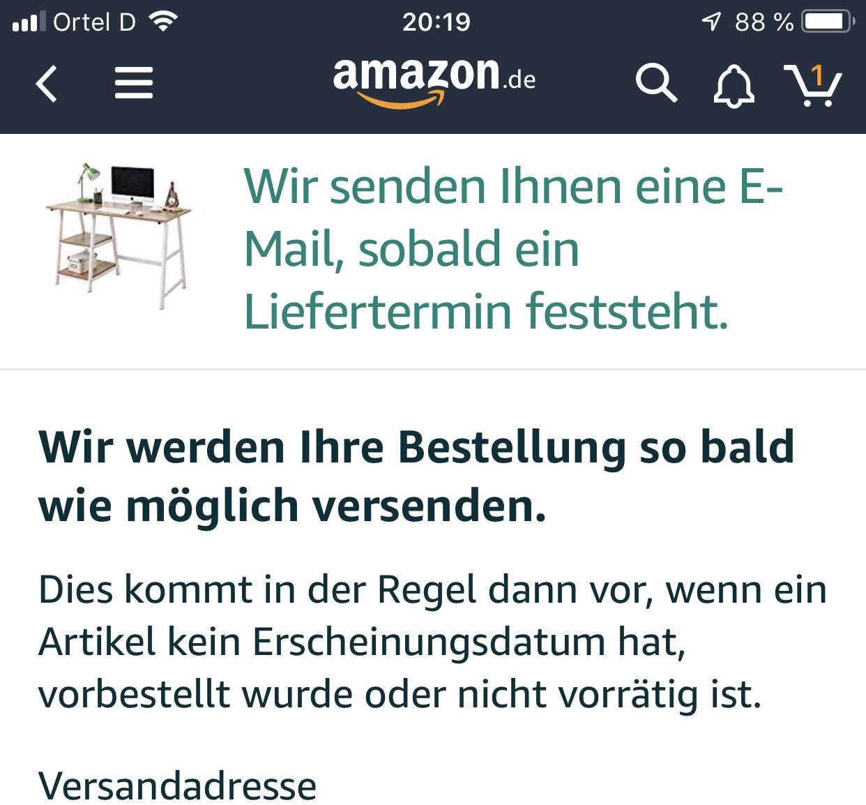 Liefertermin noch ausstehend? (Amazon, Premiumversand)