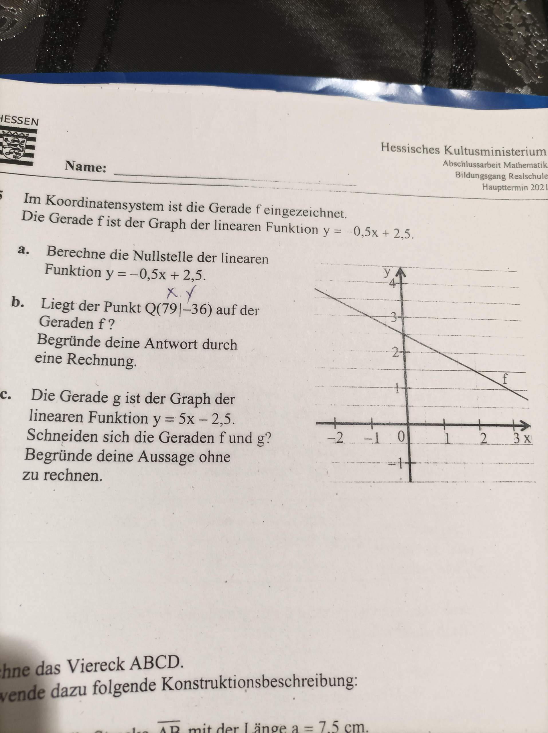 Nachweisen Dass Ein Punkt Auf Einer Geraden Liegt Liegt der Punkt Q(79|-36) auf der geraden f? (Schule, Mathematik)