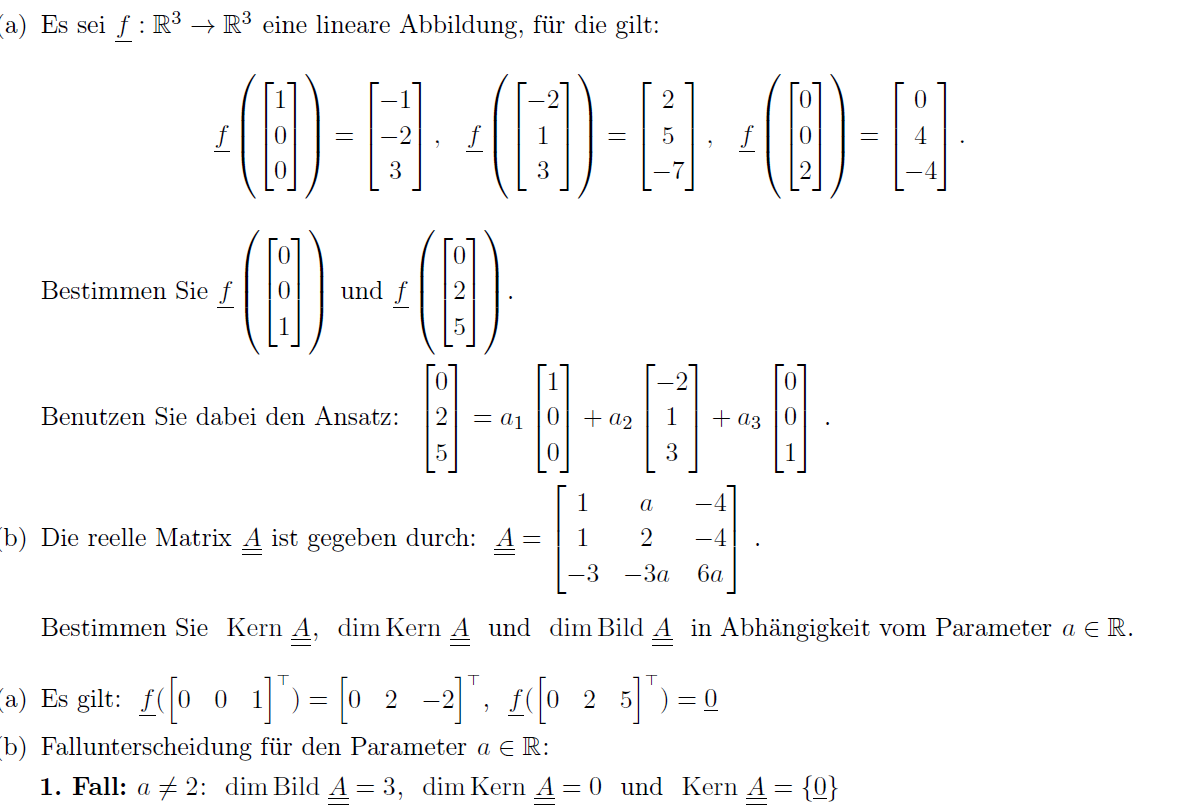 Lineare Abbildung Matrix/Vektor (UNI)? (Mathematik, Universität)