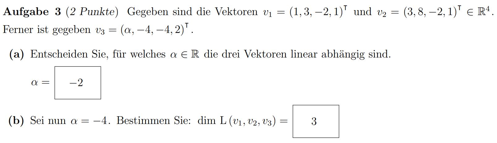 Lineare Abhängigkeit Von Vektoren Prüfen