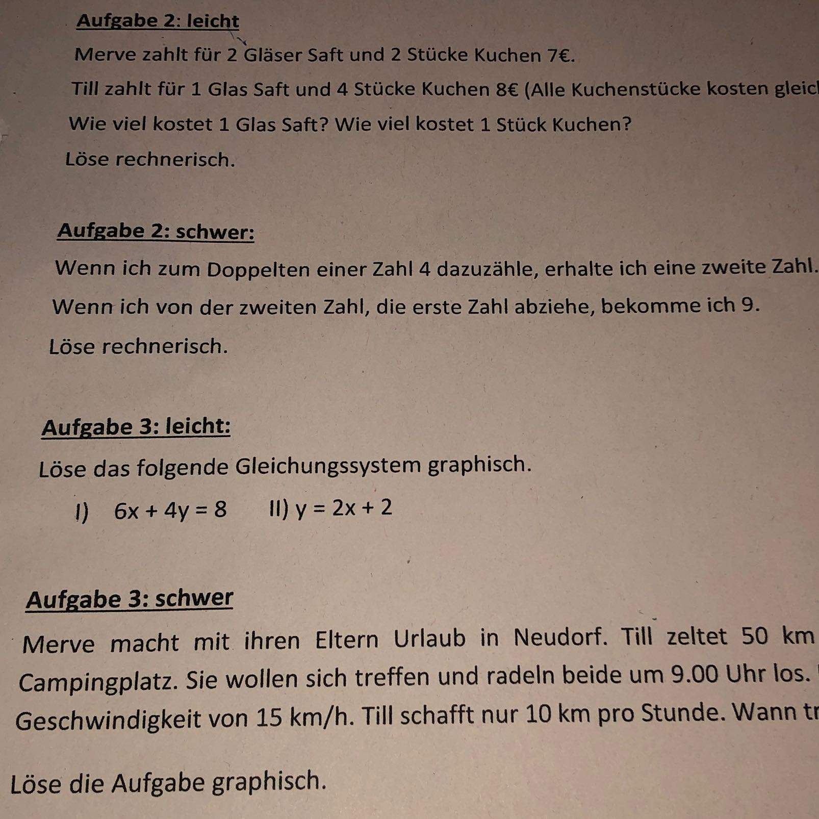 Lineare Gleichungssysteme Zahlenrätsel? (Schule, Mathe, Test)