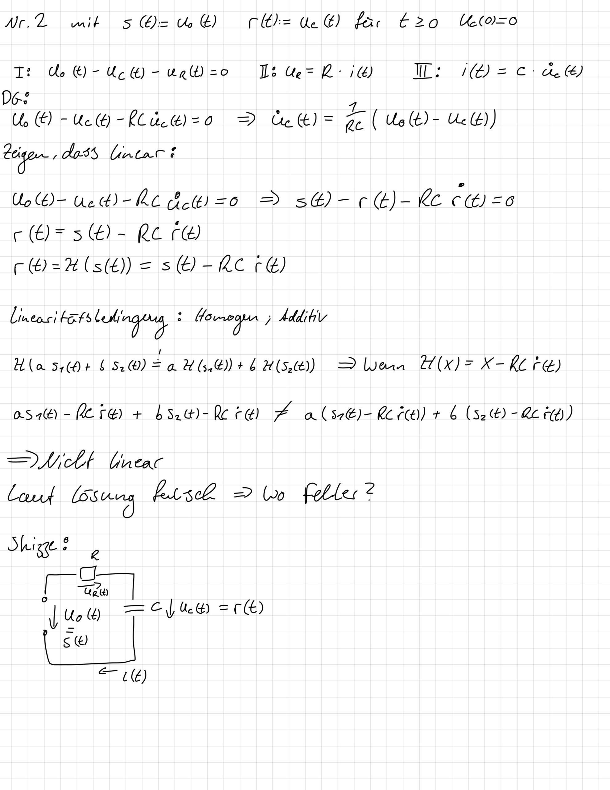 Linearität von System? (Mathematik, Physik, Universität)