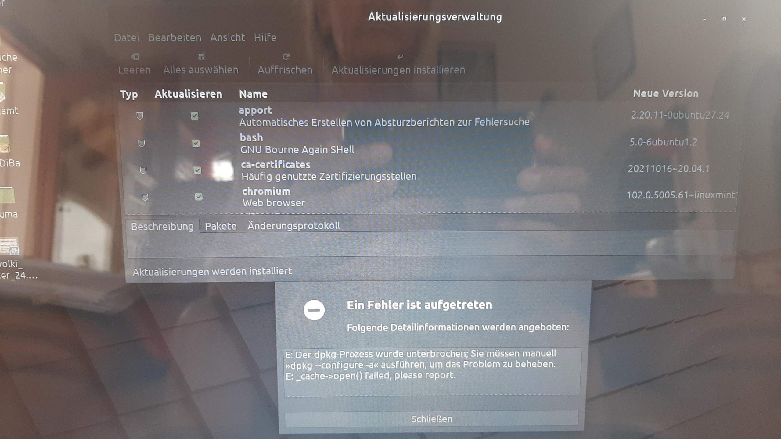 Linux Mint 20.1 lässt sich nicht aktualisieren?