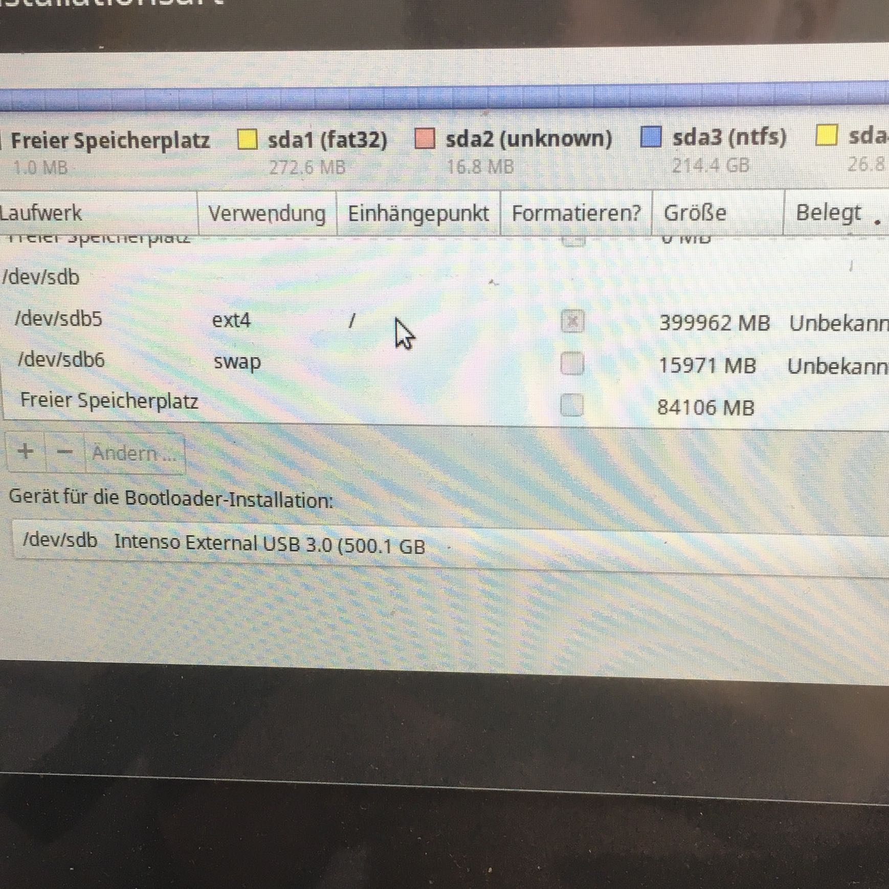 LinuxMint auf externe Festplatte installieren- Fehler ...