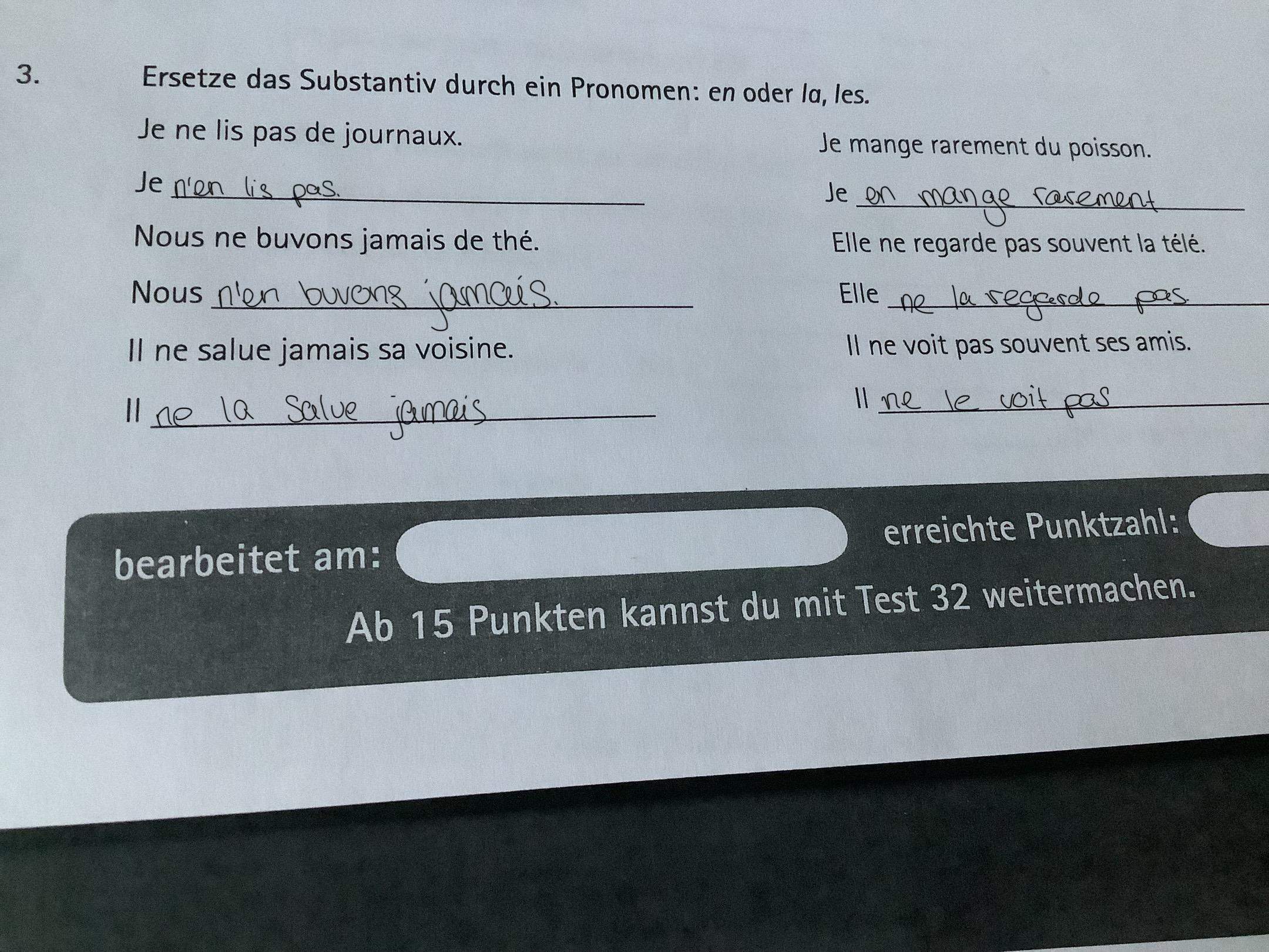 Y Und En Französisch übungen www.gutefrage.net
