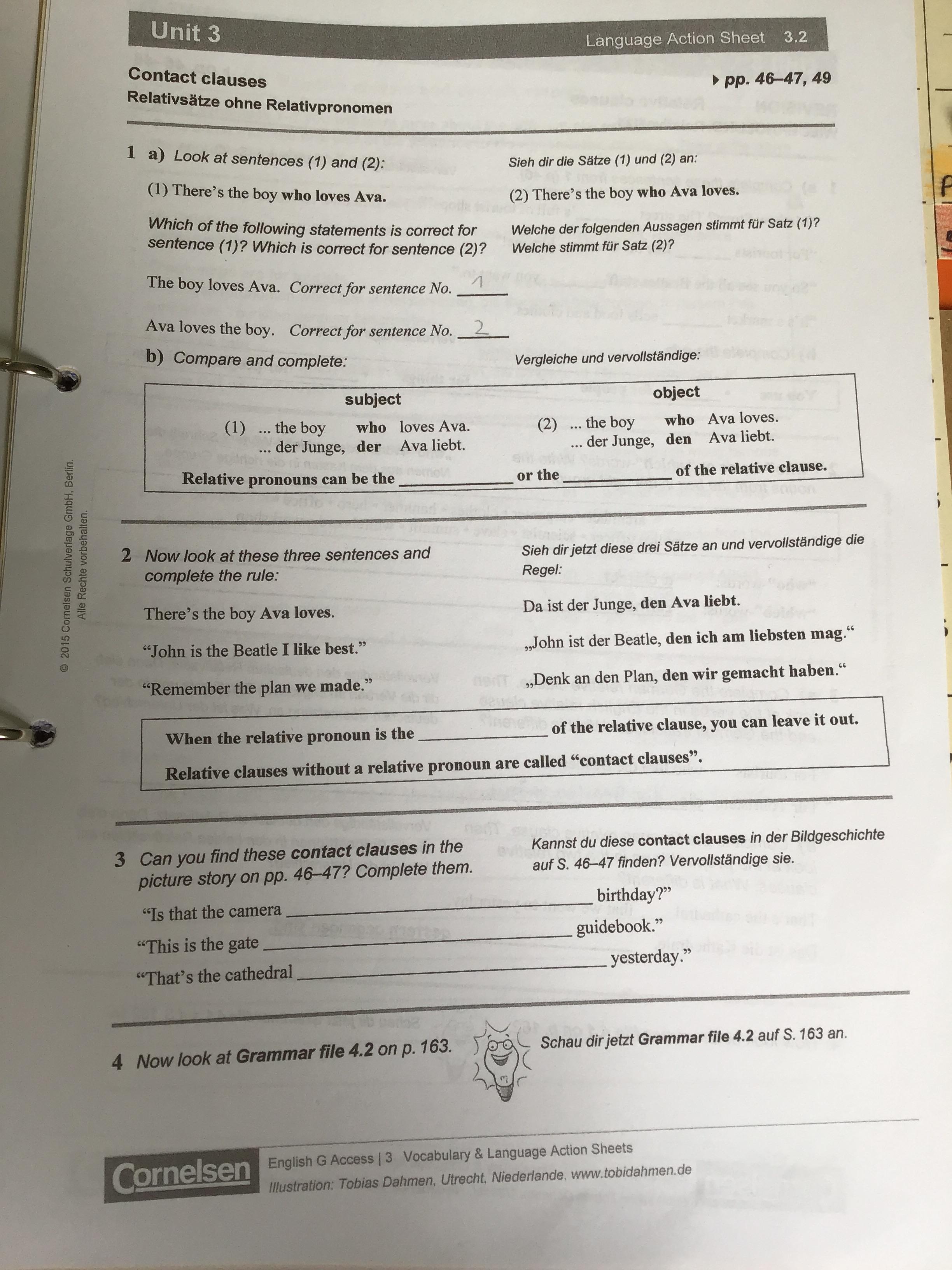 Lösungen für Cornelsen Action sheet? (Schule, Englisch, Englischunterricht)