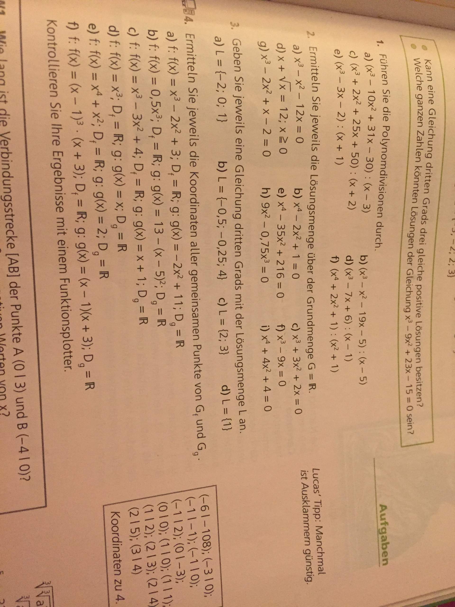 Lösungsmenge über Grundmenge ermitteln? (Schule, Mathematik, Hausaufgaben)