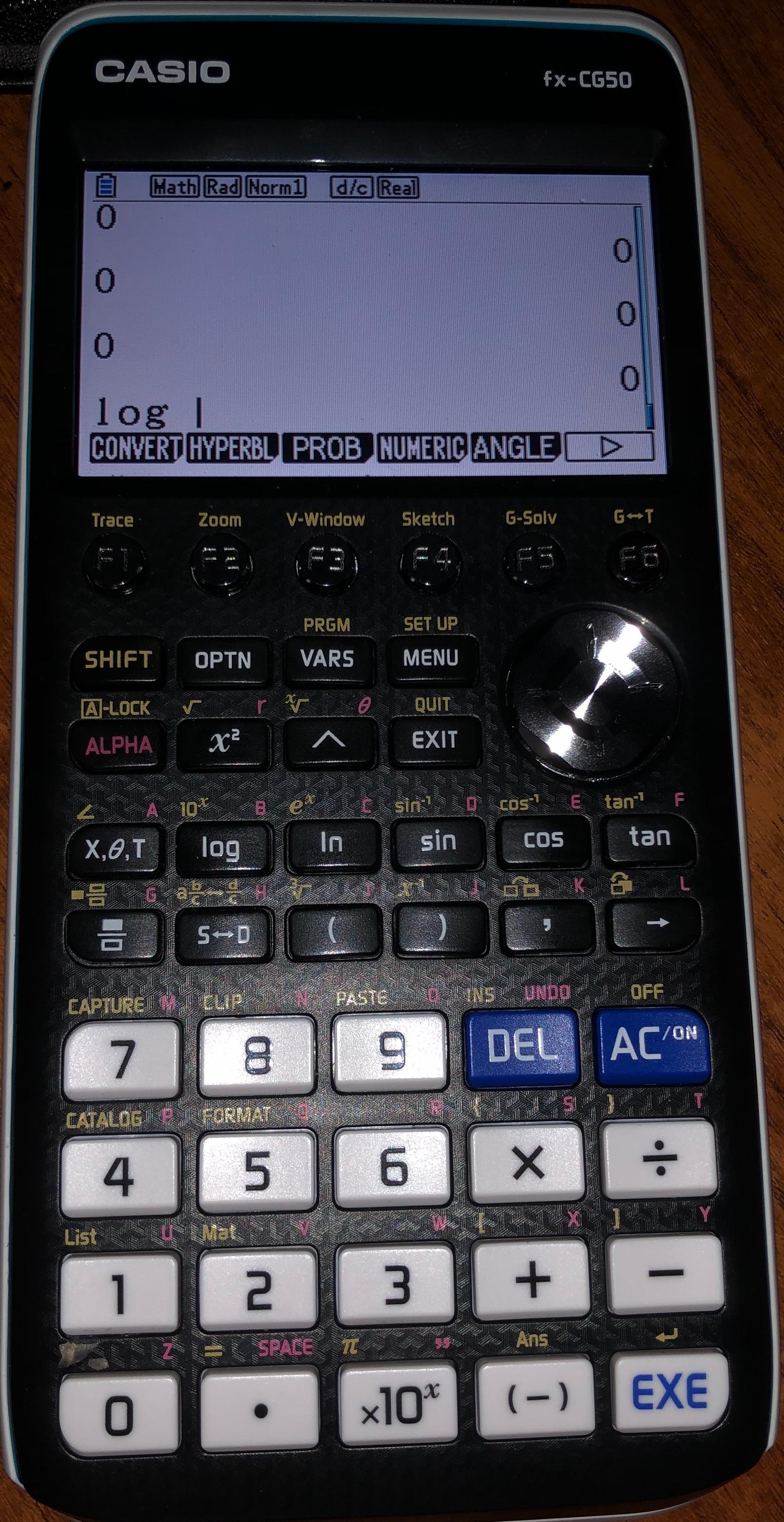 Logarithmus im Taschenrechner Casio fx CG50? Mathe)