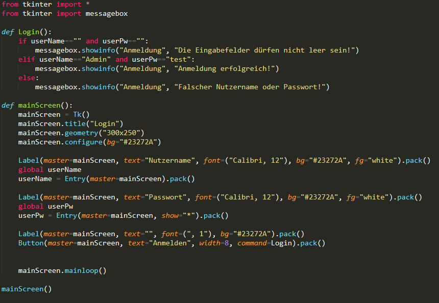 Programmieren Log Login klappt in Python nicht. Was tun? (Computer, programmieren, Python 3)