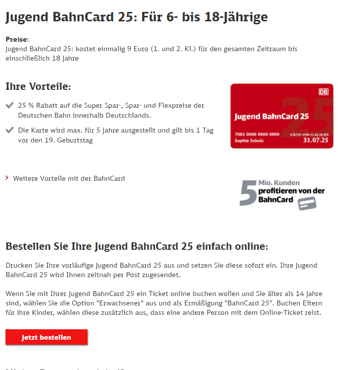 Lohnt es sich unter 18 Jugend BahnCard 25 zu holen? (Umfrage