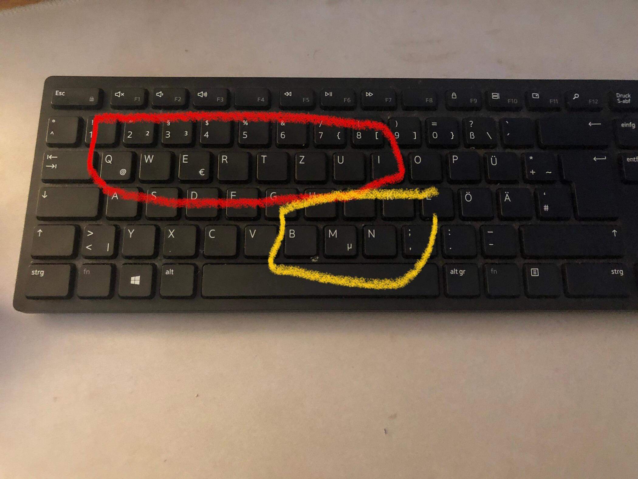 m und n bei qwertz tastatur vertauscht hilfe? (Tastenbelegung, QWERTZ
